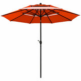 10ft 3 Tier Patio Umbrella Aluminum Sunshade Shelter Double Vented without Base-Red