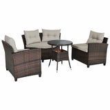 4 Pieces Furniture Patio Set Outdoor Wicker Sofa Set