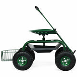 Heavy Duty Garden Cart with Tool Tray and 360 Swivel Seat