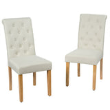 2 Pieces Tufted Dining Chair Set with Adjustable Anti-Slip Foot Pads-Beige