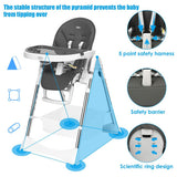 Foldable High Chair with Large Storage Basket -Gray