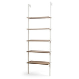 5-Tier Wood Look Ladder Shelf with Metal Frame for Home-White