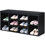 10-Cube Organizer Shoe Storage Bench with Cushion for Entryway-Black