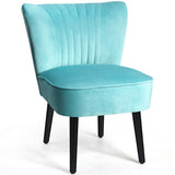 Set of 2 Upholstered Modern Leisure Club Chairs with Solid Wood Legs-Turquoise