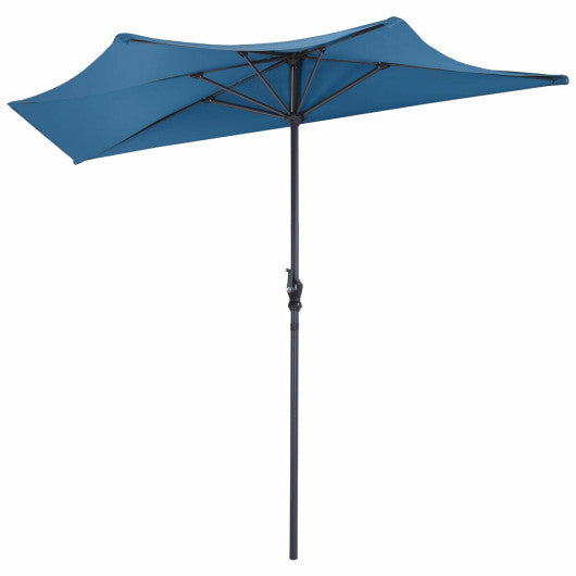 9Ft Patio Bistro Half Round Umbrella -Blue