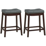 Set of 2 24-Inch Height Backless Counter Stool with Footrest-Brown