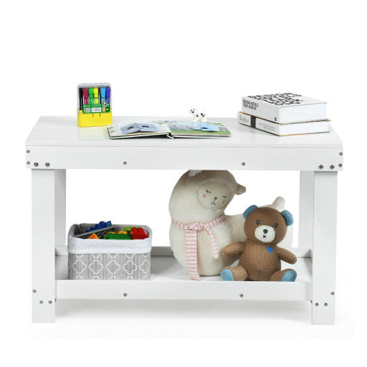 Solid Multifunctional Wood Kids Activity Play Table-White