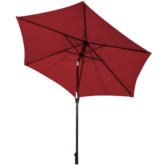9 ft Outdoor Market Patio Table Umbrella Push Button Tilt Crank Lift-Burgundy