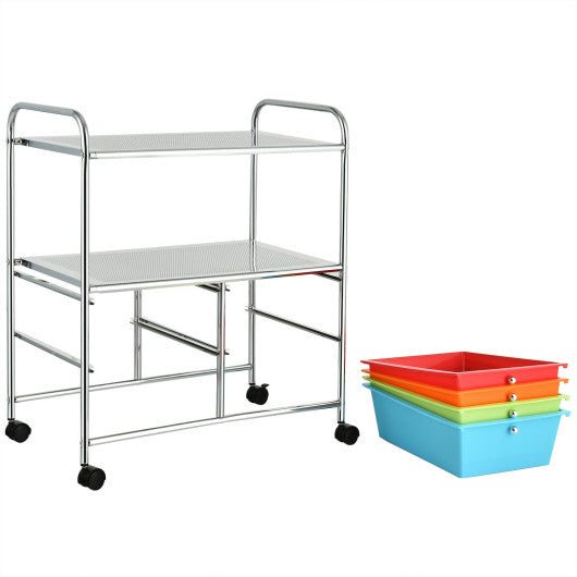 4 Drawers Shelves Rolling Storage Cart Rack-Multicolor