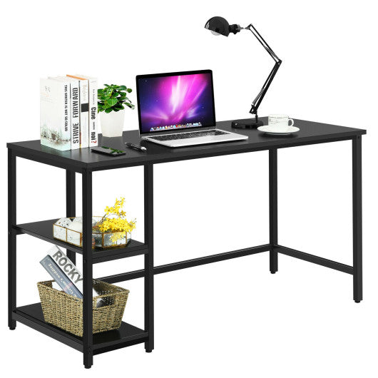 47"/55" Computer Desk Office Study Table Workstation Home with Adjustable Shelf Black-L