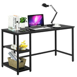 47"/55" Computer Desk Office Study Table Workstation Home with Adjustable Shelf Black-L