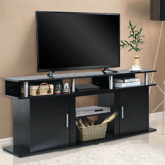 63" TV Entertainment Console Center with 2 Cabinets-Black