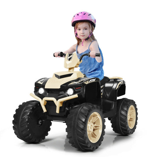 12V Kids Electric 4-Wheeler ATV Quad Ride On Car with LED Light-Yellow