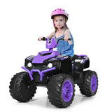 12V Kids Electric 4-Wheeler ATV Quad Ride On Car with LED Light-Purple