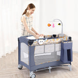 Foldable 2 Color Baby Crib Playpen Playard-Gray