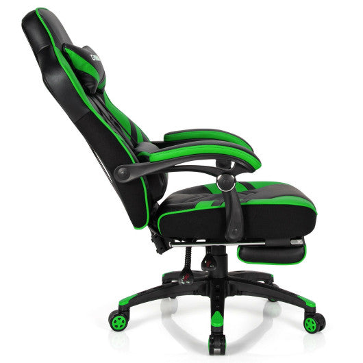 Adjustable Gaming Chair with Footrest for Home Office-Green