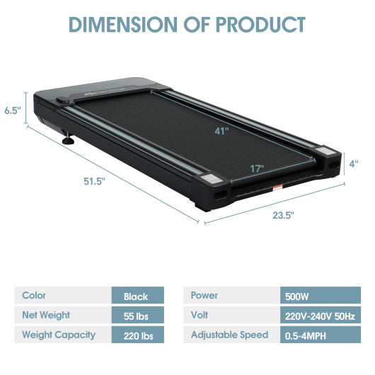 Under Desk Walking Pad Treadmill with Touchable LED Display