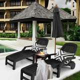 Adjustable Patio Sun Lounger with Weather Resistant Wheels-Black