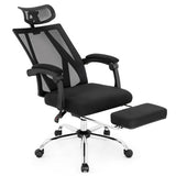 Ergonomic Recliner Mesh Office Chair with Adjustable Footrest-Black