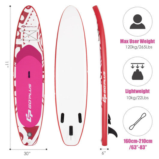 11 Feet Inflatable Adjustable Paddle Board with Carry Bag