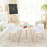 Modern Kids Activity Play Table and 2 Chairs Set with Beech Leg Cushion-White