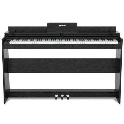 88 Key Full Size Electric Piano Keyboard with Stand 3 Pedals MIDI Function-Black