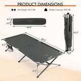 Extra Wide Folding Camping Bed with Carry Bag and Storage Bag-Gray