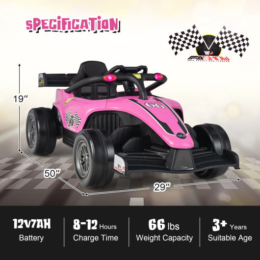 12V Kids Ride on Electric Formula Racing Car with Remote Control-Pink