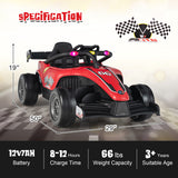 12V Kids Ride on Electric Formula Racing Car with Remote Control-Red