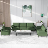 Large 3-Seat Sofa Sectional with Metal Legs and 2 USB Ports for 3-4 people-Green