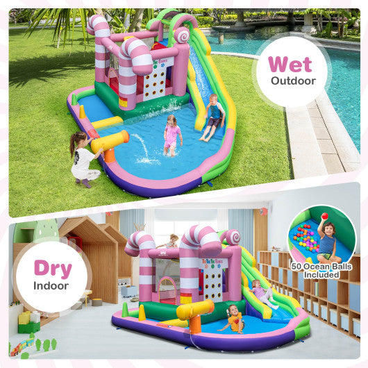9-in-1 Inflatable Sweet Candy Water Slide Park