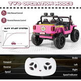 12V Ride on Truck with Parent Remote Control and LED Lights-Pink