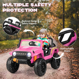 12V Ride on Truck with Parent Remote Control and LED Lights-Pink