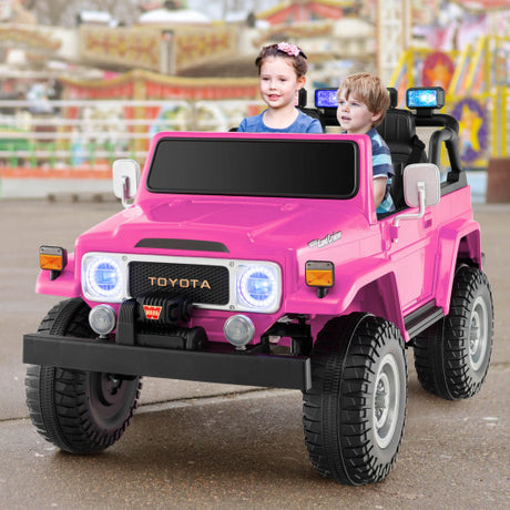 12V 2-Seat Licensed Kids Ride On Toyota FJ40 Car with 2.4G Remote Control-Pink