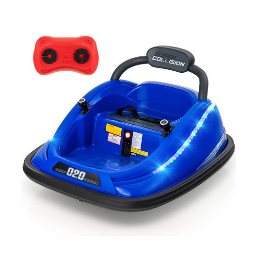 12V Kids Bumper Car Ride on Toy with Remote Control and 360 Degree Spin Rotation-Blue