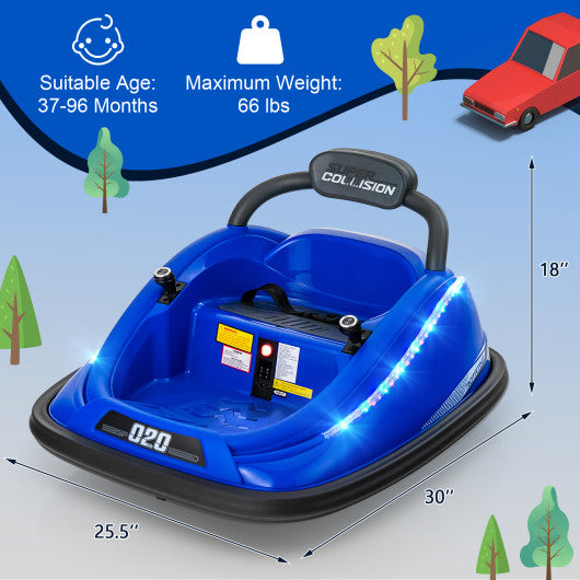 12V Kids Bumper Car Ride on Toy with Remote Control and 360 Degree Spin Rotation-Blue