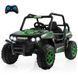 12V Kids UTV Ride on Car with 2.4G Remote Control Music and LED Lights-Green