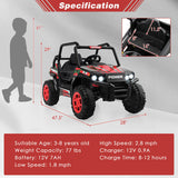 12V Kids UTV Ride on Car with 2.4G Remote Control Music and LED Lights-Red