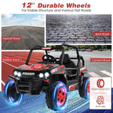 12V Kids UTV Ride on Car with 2.4G Remote Control Music and LED Lights-Red