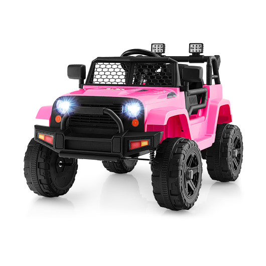 12V Kids Ride On Truck with Remote Control and Headlights-Pink