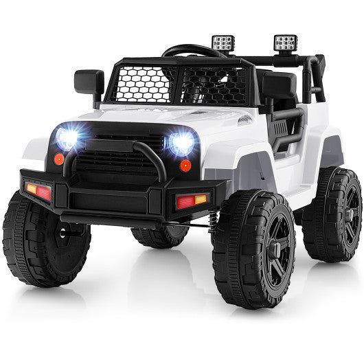 12V Kids Ride On Truck with Remote Control and Headlights-White
