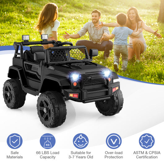 12V Kids Ride On Truck with Remote Control and Headlights-Black
