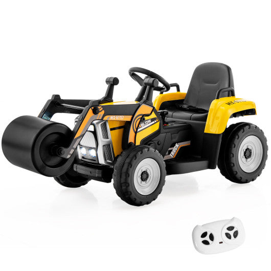 12V Kids Ride on Road Roller with 2.4G Remote Control-Yellow