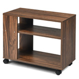 Multifunctional 3-Tier Side Table with Wheels and Large Storage Shelf