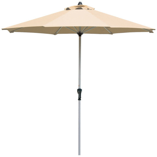 9 Feet Patio Outdoor Market Umbrella with Aluminum Pole without Weight Base-Beige