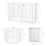 6 Panel Wall-mount Adjustable Baby Safe Metal  Fence Barrier-White