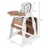 3 in 1 Infant Table and Chair Set Baby High Chair-Brown