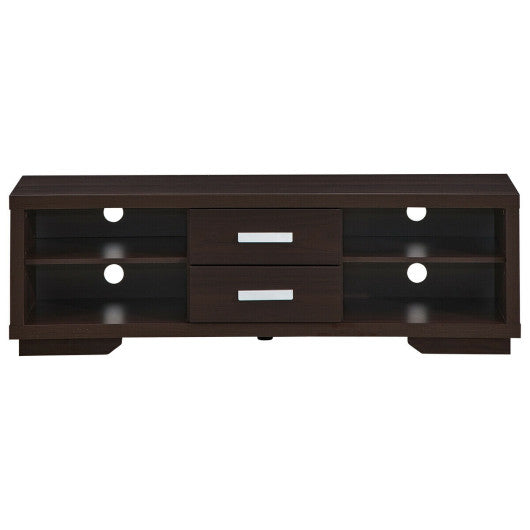 Modern TV Stand Entertainment Center with 2 Drawers and 4 Open Shelves