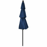 10' 3 Tier Patio Umbrella Aluminum Sunshade Shelter Double Vented without Base-Navy