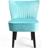 Set of 2 Upholstered Modern Leisure Club Chairs with Solid Wood Legs-Turquoise